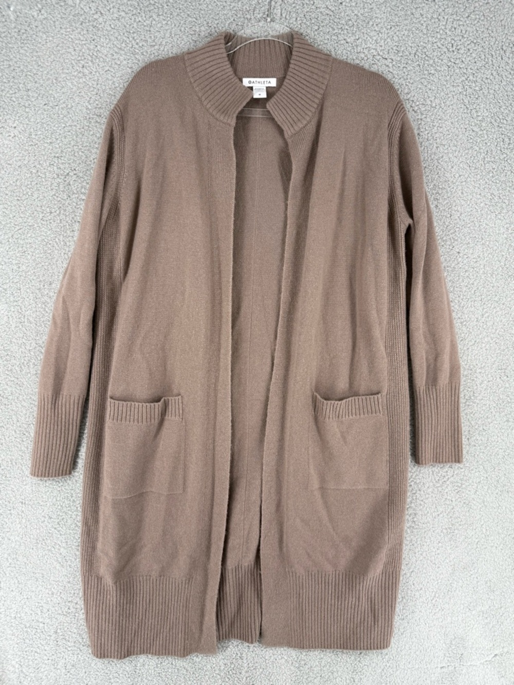 Athleta Taupe Open-Front Long Cardigan wool cashmere blend - Picture 1 of 7